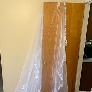 NWT David's Bridal cathedral lace applique veil
